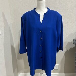 Susan Graver Royal Blue Shirt/Jacket 3/4 Sleeve Size 2x